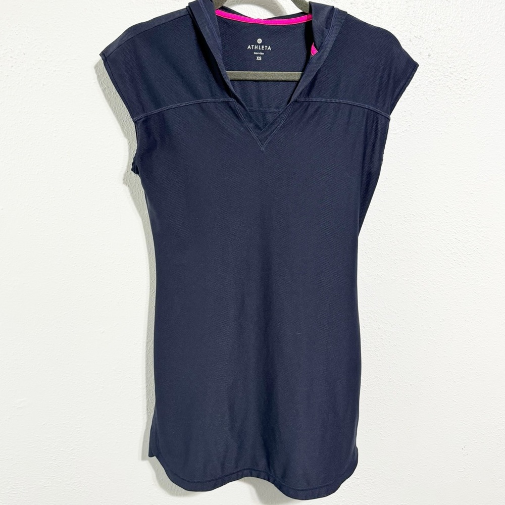 Athleta navy hooded tank dress xs